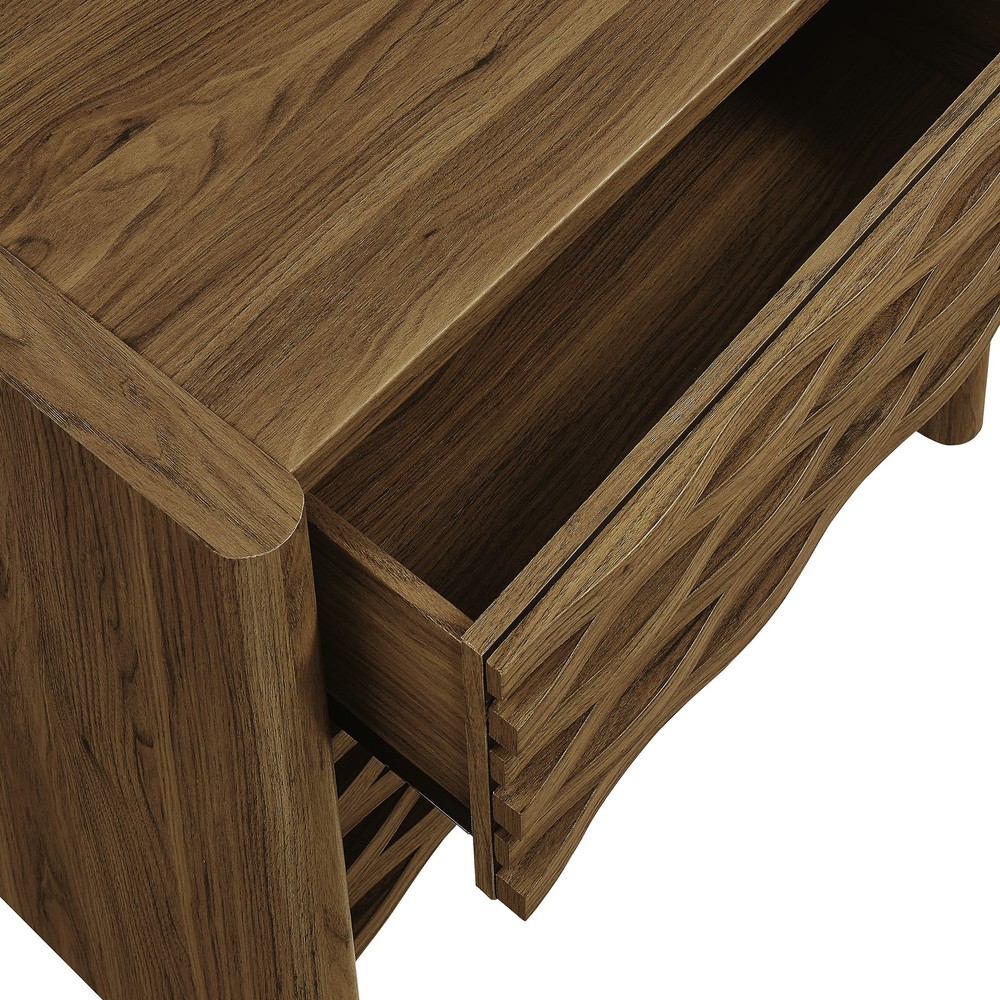 Emric Wave Nightstand in Walnut