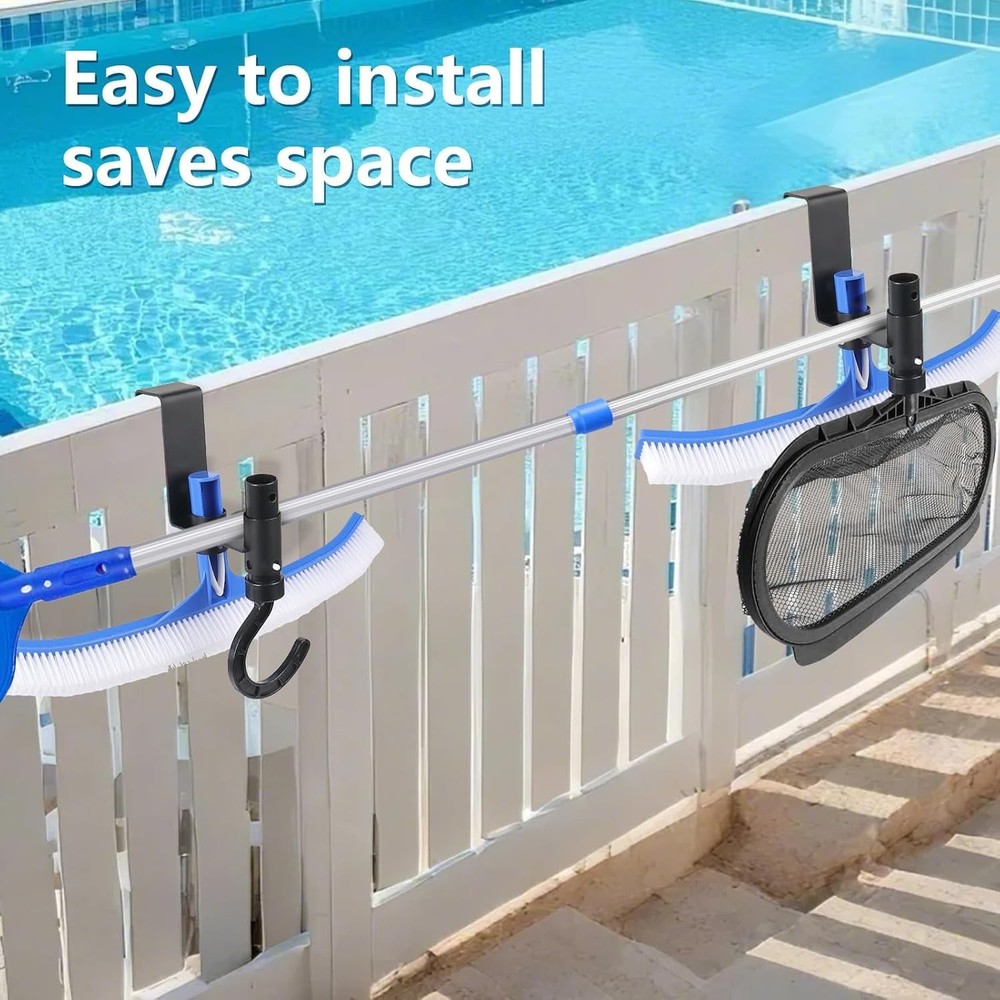2 Pcs Pool Fence Hooks, Pool Tool Organizer, for Hanging Pool Cleaning Access...