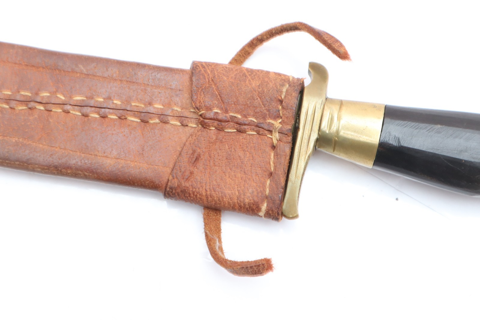 Vintage Philippine Negrito Bolo Knife - 22" Kriss Dagger Leather Sheath Filipino