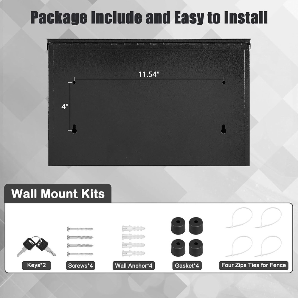 Locking Wall Mount Mailbox – Large Capacity with Key Lock for Ultimate Security