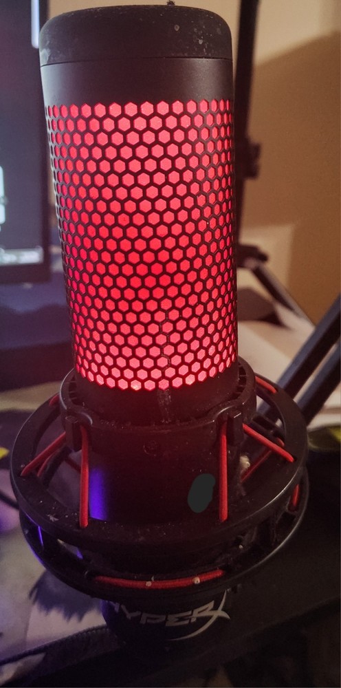 HyperX QuadCast USB Condenser Microphone Black/Red Mute Button Headphone Jack
