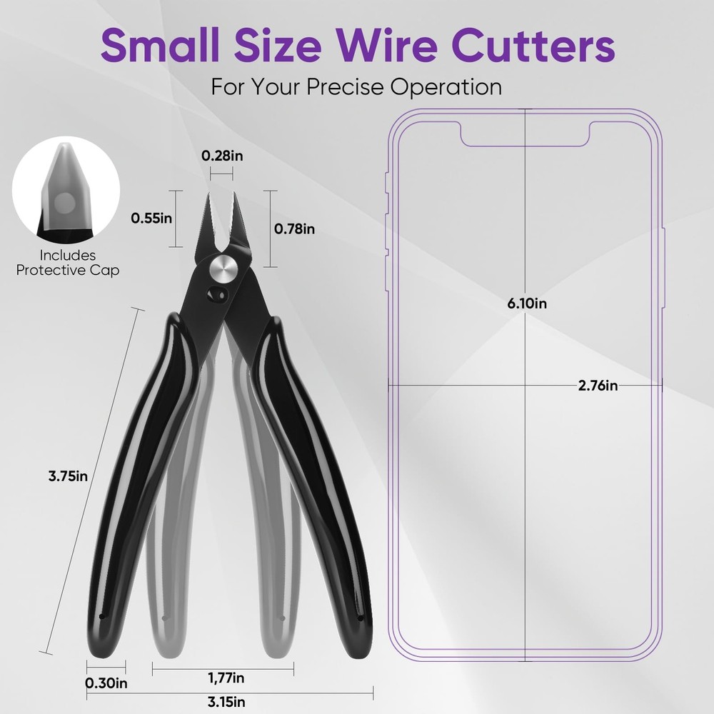 PamMittul 5 Inch Micro Wire Cutters, 2 Pack Precision Flush Black (2 Pack)