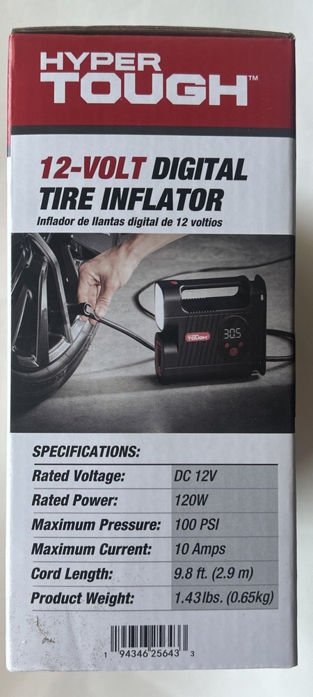 Hyper Tough 12V Digital Tire Inflator Auto Shut-off LED Work Light Programmable