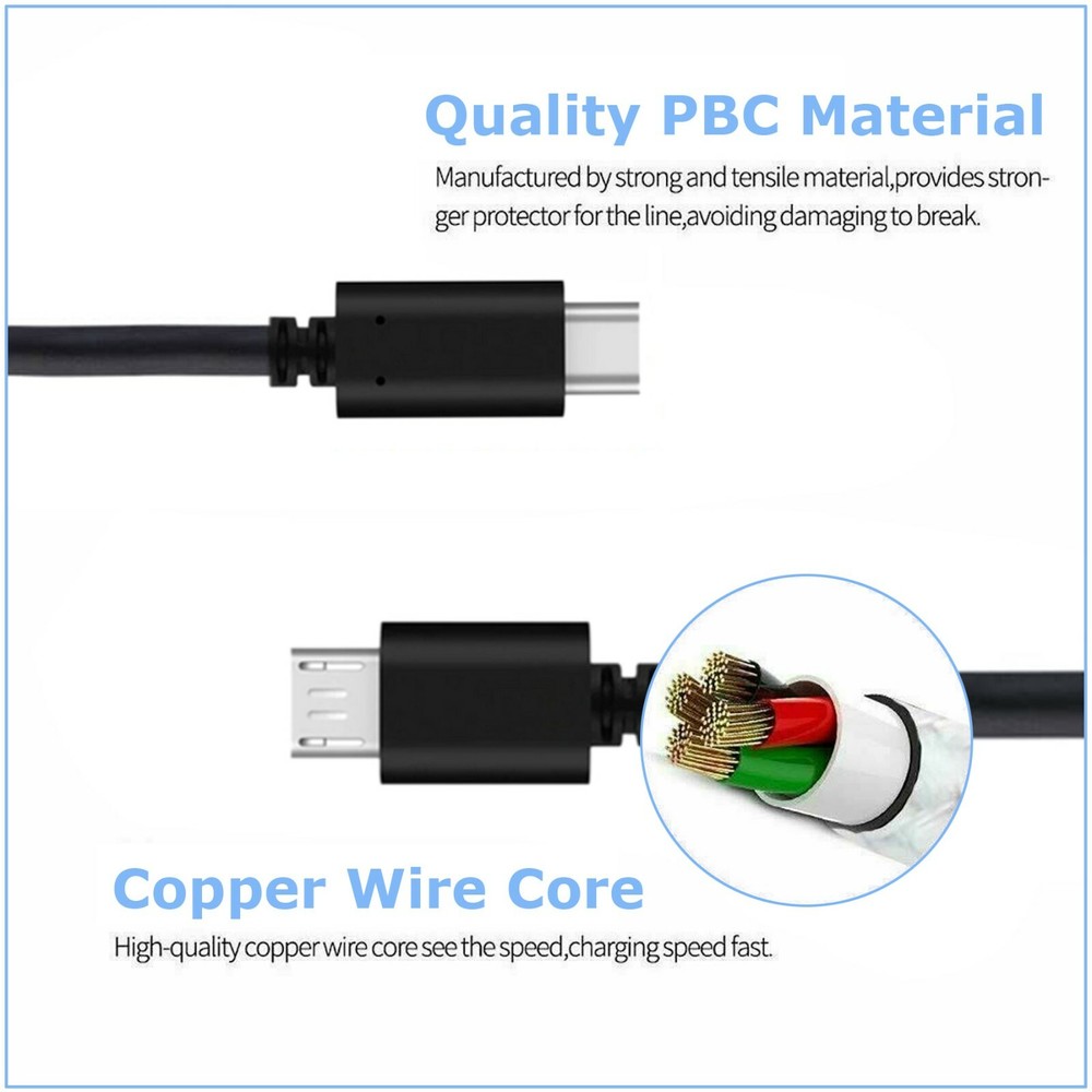 USB 3.1 USB-C Type C to Micro USB Male Sync OTG Charge Data Transfer Cable Cord