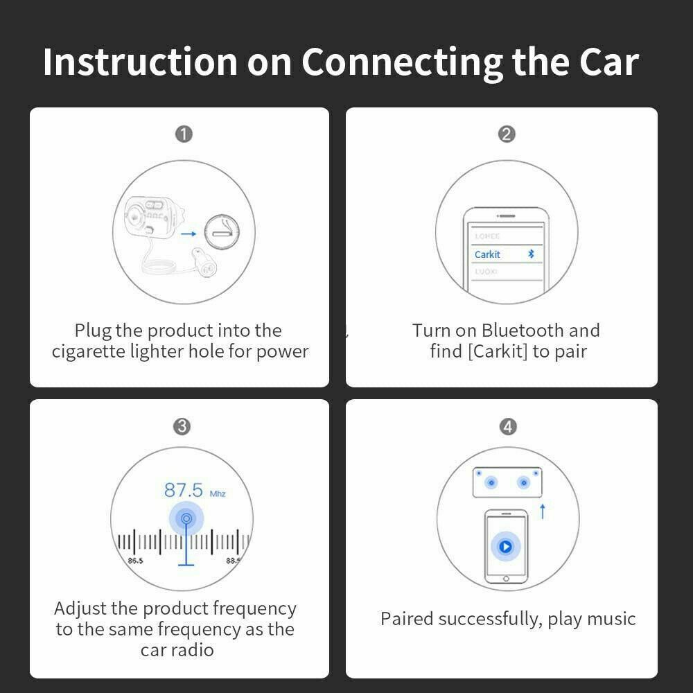 Handsfree Bluetooth FM Transmitter Wireless Radio Adapter Car Kit Mp3 Player USB