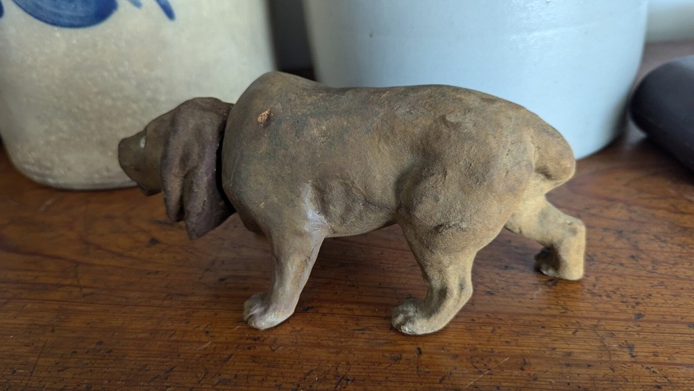 Rare Antique Composition German Lion Polychrome Painted Candy Container