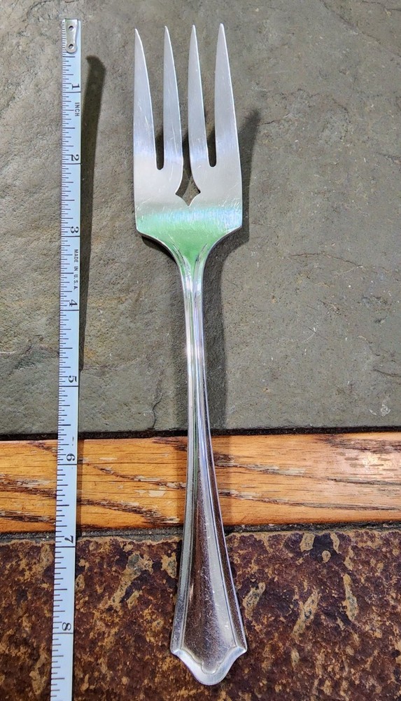 ✅ONEIDA PAR PLATE ANTIQUE c1917 VERNON/ ASHLEY SILVERPLATE MEAT 🥩 SERVING FORK