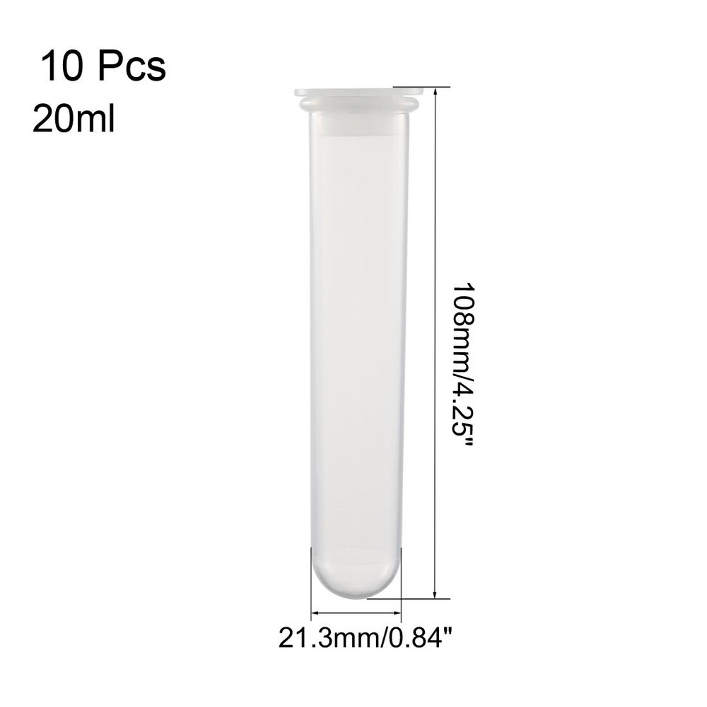 10 Pcs 20ml Plastic Centrifuge Tubes with Attached Cap Round Bottom