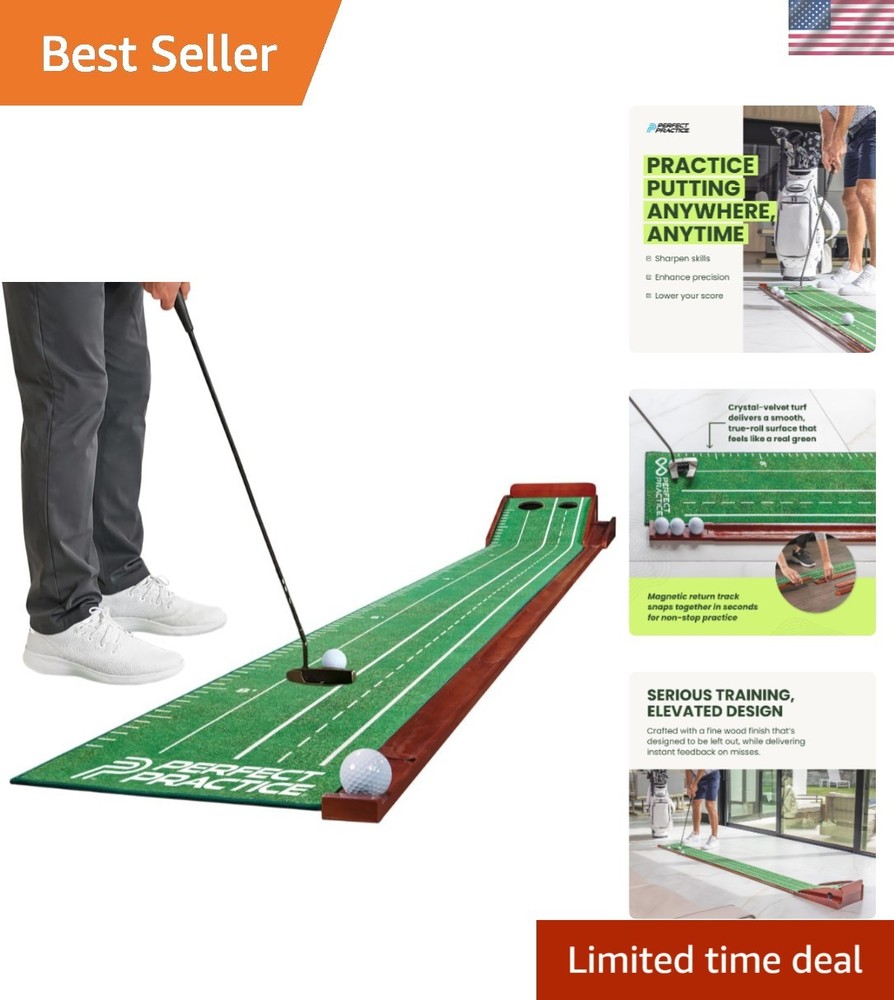 Foldable Golf Putting Mat – Realistic Turf & Alignment Guides Included