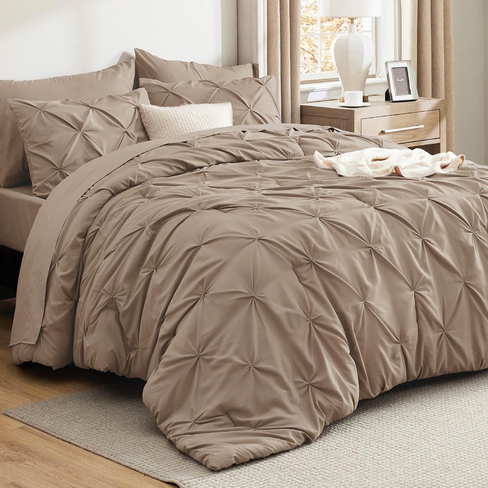 Bedsure King Size Comforter Set Khaki - Bed in a Bag Bedding King, 14 -