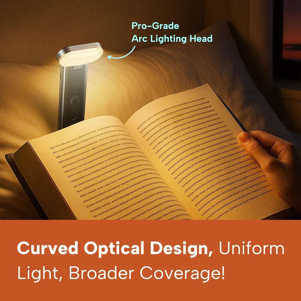 USB Rechargeable Book Light 3 Colors Dimmable LED Night Light for Reading