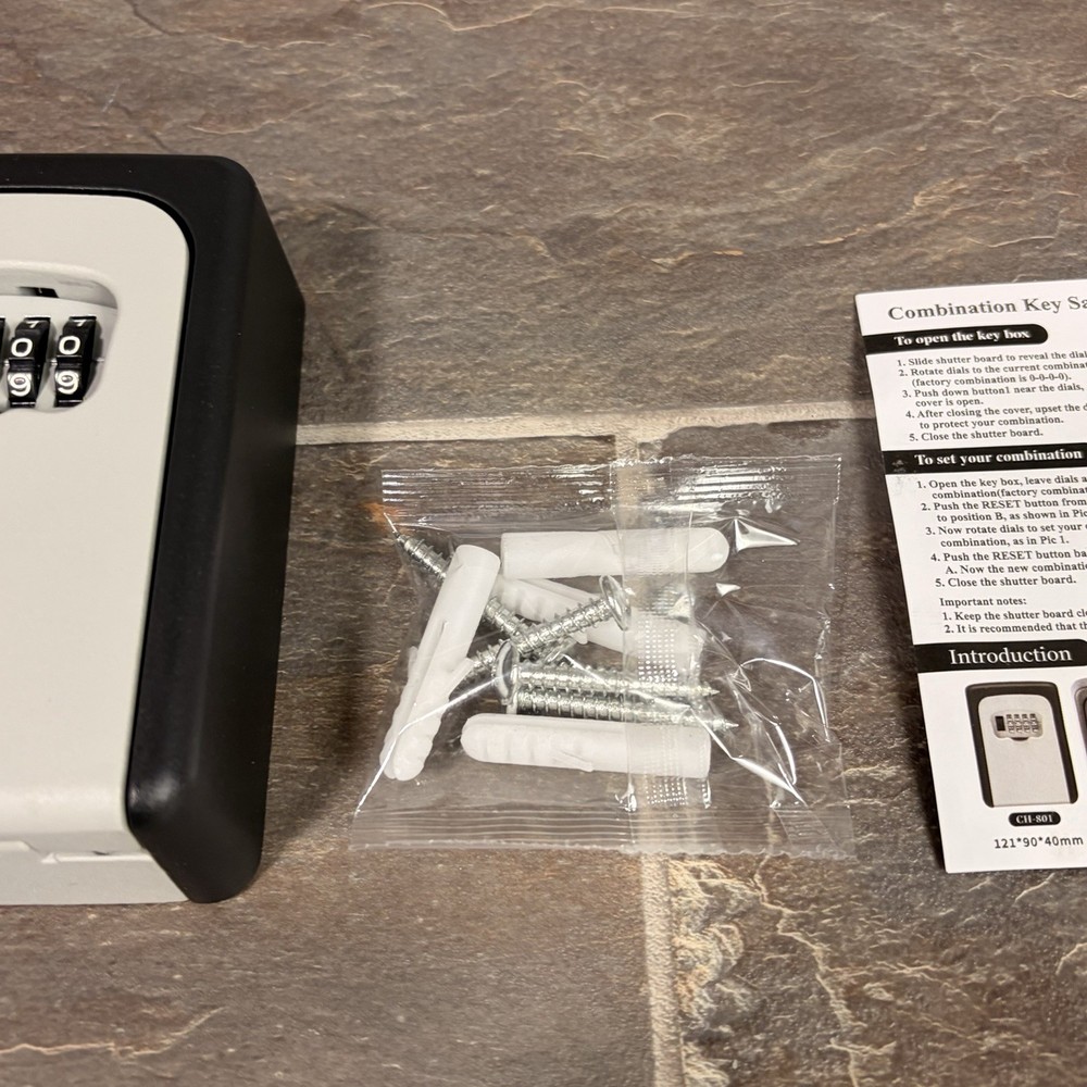 Fayleeko 4 Digit Combination Key Safe Lock Box - Black/Gray