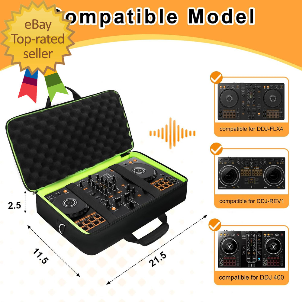 DJ Controller Case for DDJ FL 4 DDJ 400 DDJ REV1 Padded DJ Controller Bag with 2