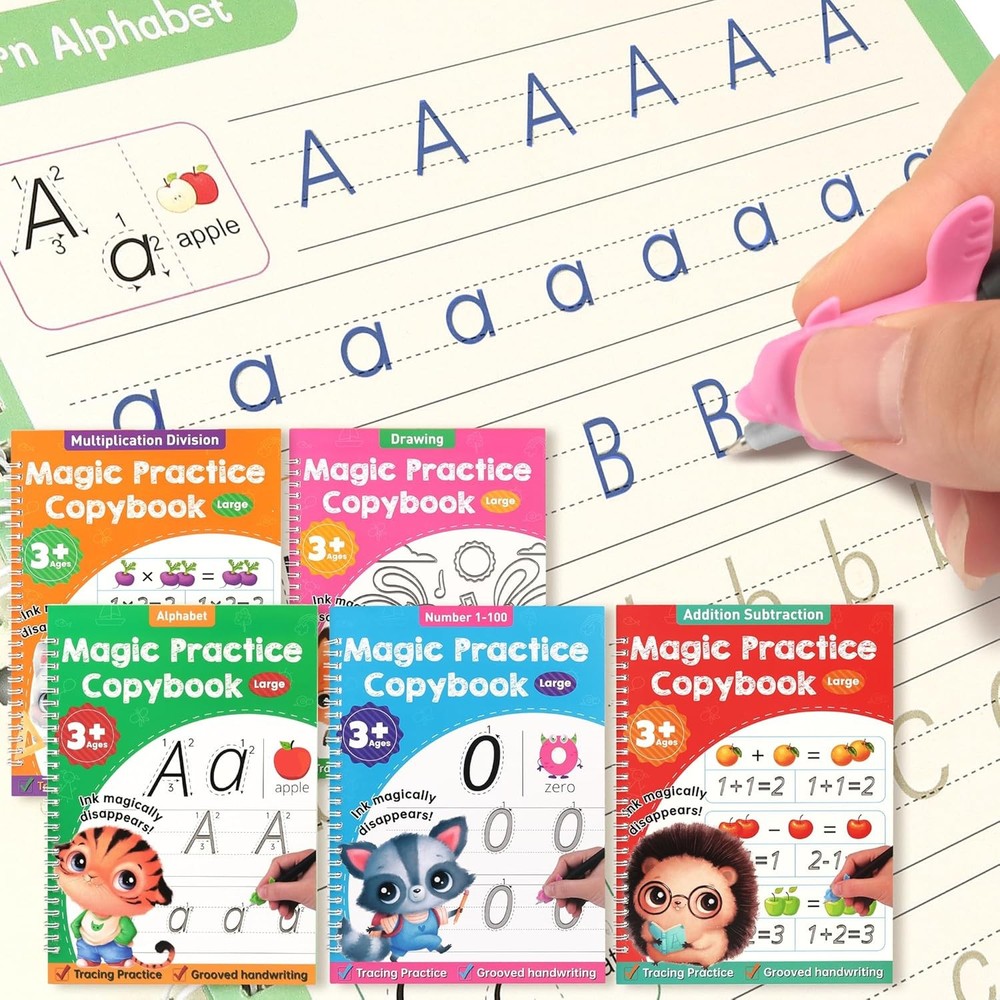 Helsort Large Magic Grooved Practice Copybook for Kids, Reusable