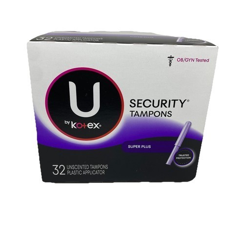 U by Kotex Security Tampons SUPER PLUS Unscented ~ 32 Count Plastic Applicator