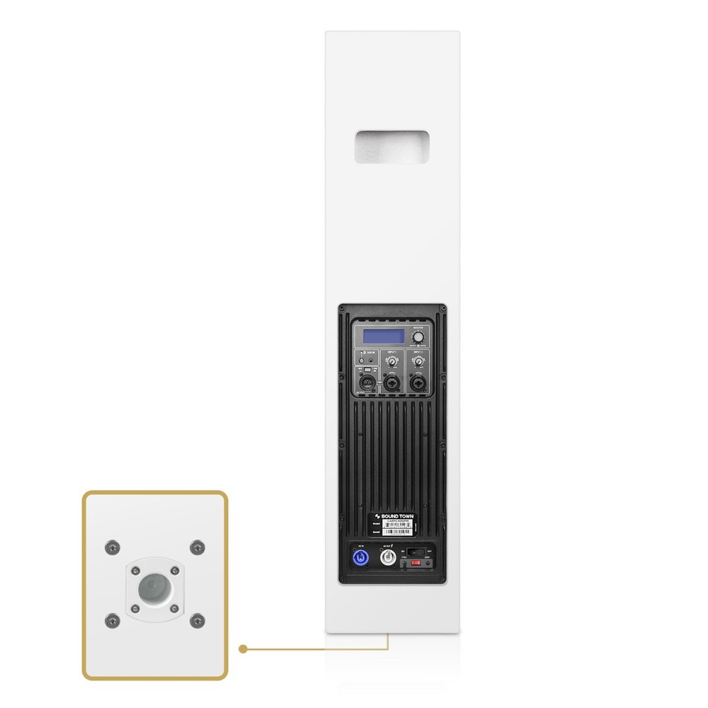 Sound Town Power Wall-Mount Column Line Array Speaker 4x6.5", White CARPO-K8WPW