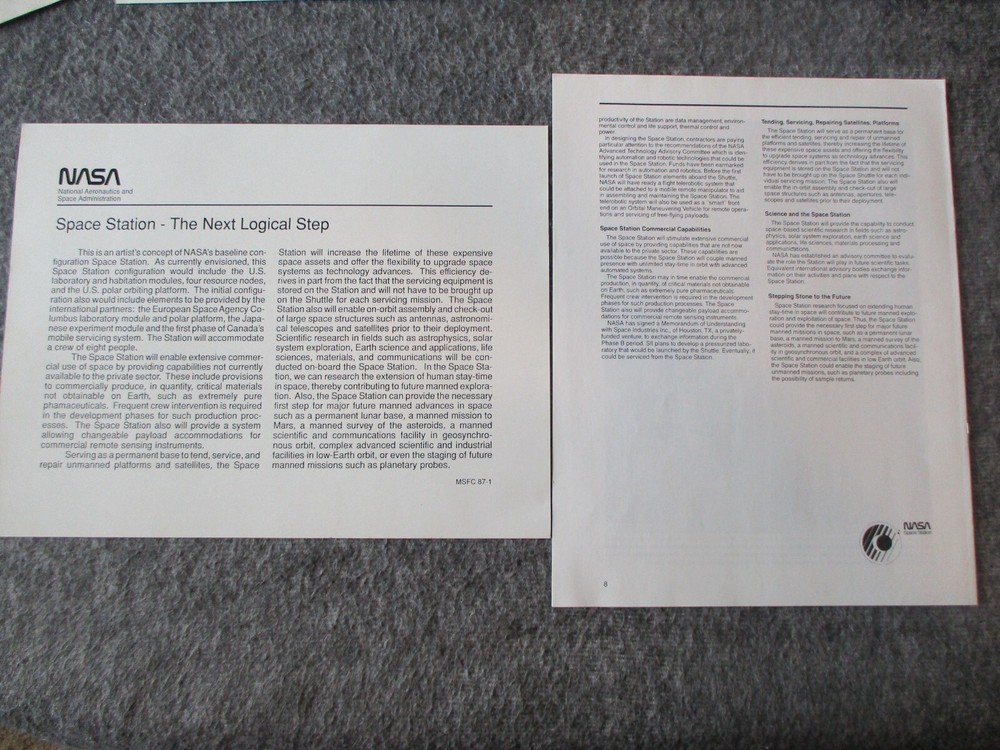 NASA SPACE SHUTTLE SPACE STATION EARLY DEVELOPMENT ORIGINAL PROJECT MEMOS POSTER