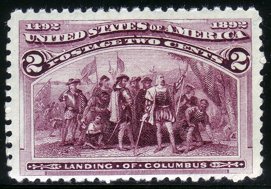 #231 TWO CENT 1893 COLUMBIAN ISSUE. MF1. NEVER HINGED OG. SCV $31