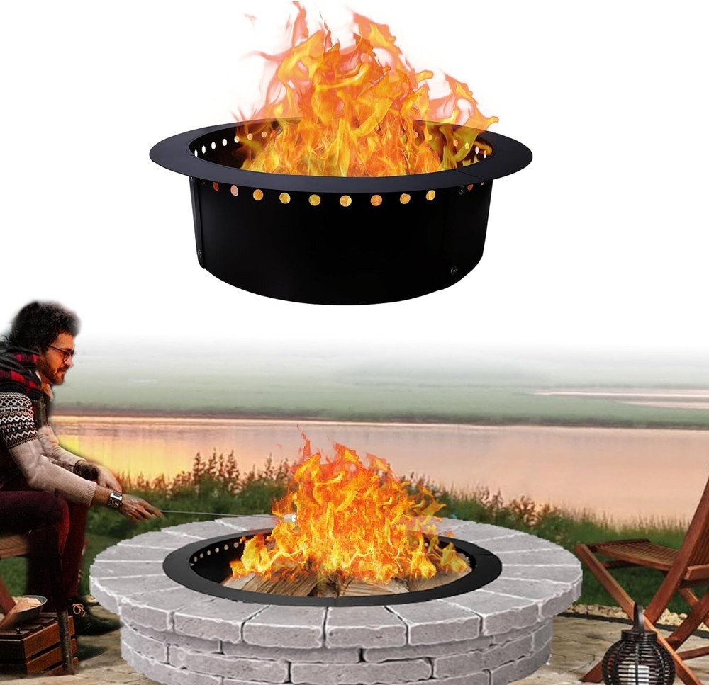 Fire Pit Ring Insert Round 42" OD & 36" ID With Coller Support & Air Vents