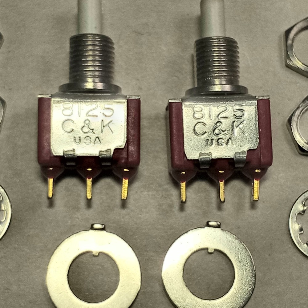 2pc C&K 8121 PUSHBUTTON SWITCH SPDT 1A 120V Standard Panel Mount Made In U.S.A.