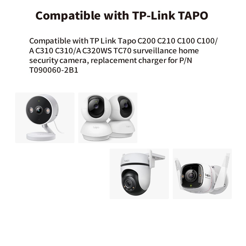 10FT/3M Replacement 9V Power Supply Compatible with TP Link Tapo Camera C100
