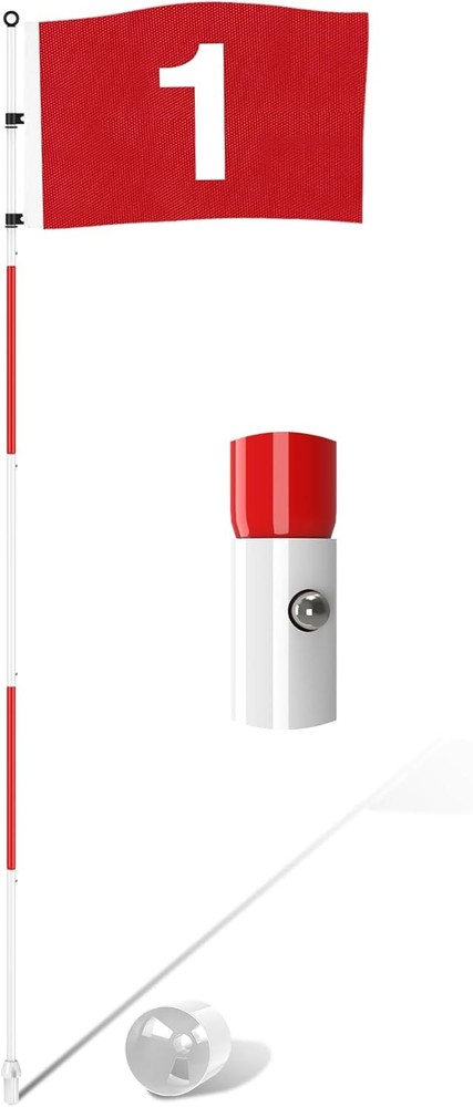 KINGTOP Golf Flagstick 6ft, Portable Version2- Red Flag#1, 1-Pack
