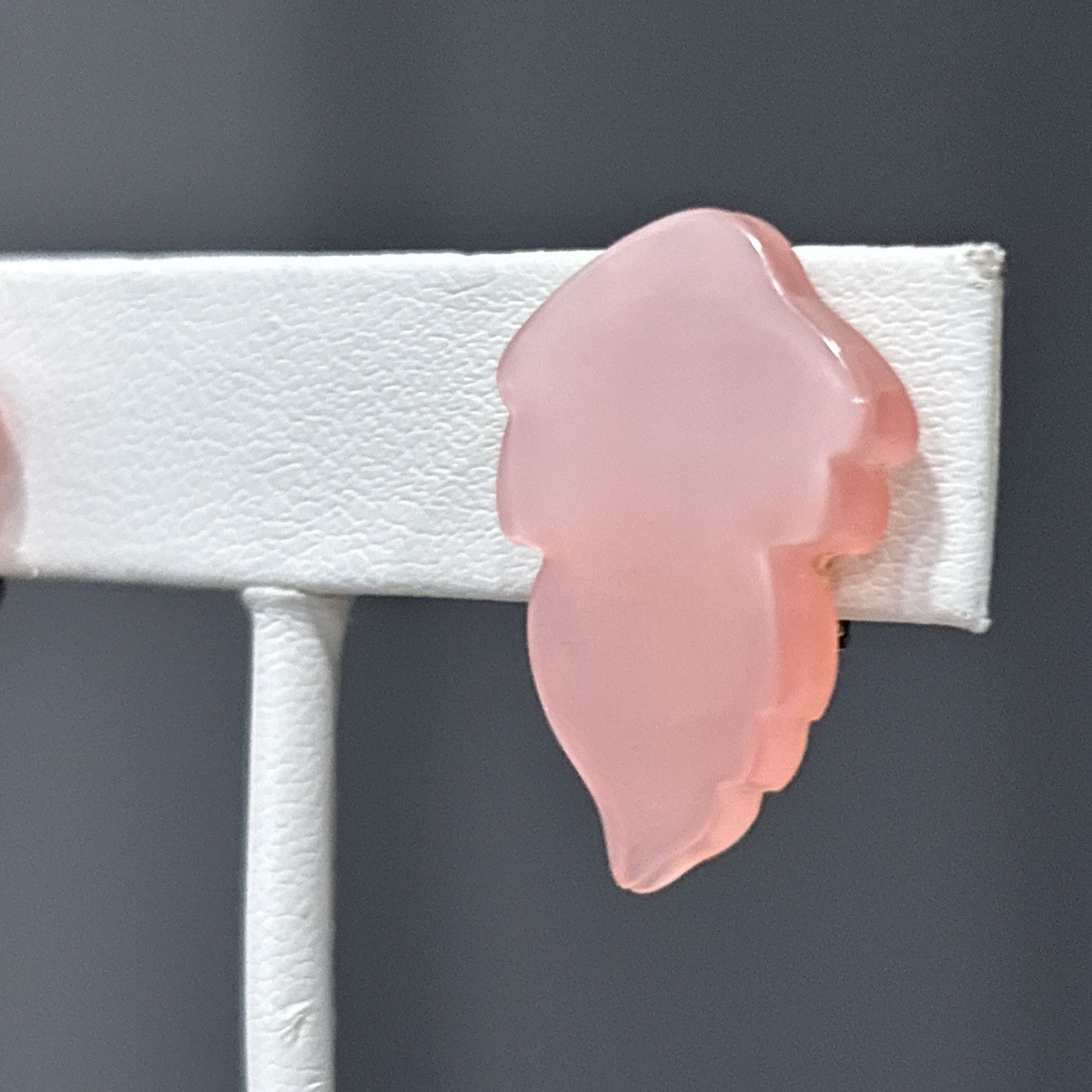 Vintage Clip On Earrings Frosted Lucite Rhinestone Thermoset Pink MCM Lot of 2