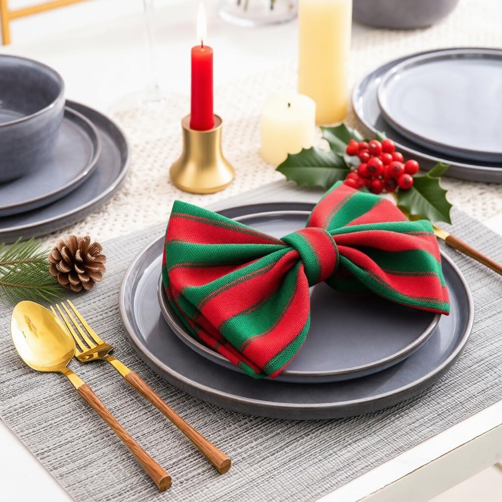 Stoneware Dinnerware Sets,Round Reactive Ceramic Plates and Bowls Sets,Highly...