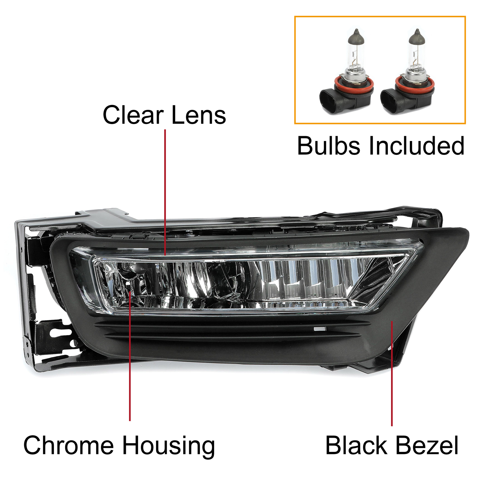 Fit For 2013 2014 2015 Honda Accord Sedan Clear Front Bumper Fog Lights W/ Bulbs