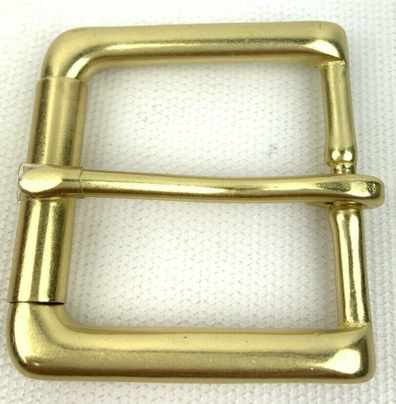 B6231 1 1/2" Natural Brass Roller Heel Bar Buckle Solid Brass-LL