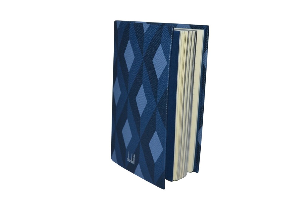 Dunhill Cadogan A6 Leather Note Book Navy Engineturn Pattern Brand New