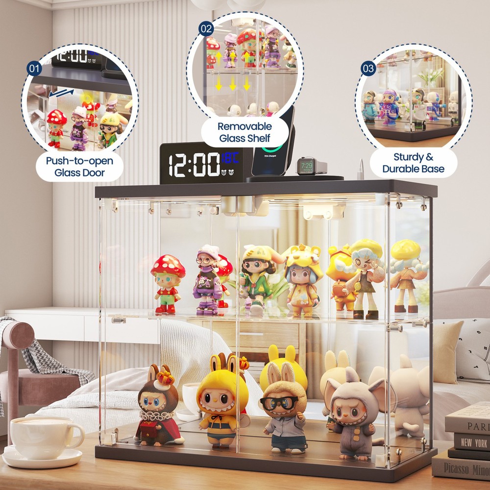 Smart Display Case with Human Sensor, Display Box with LED Lights for Figures