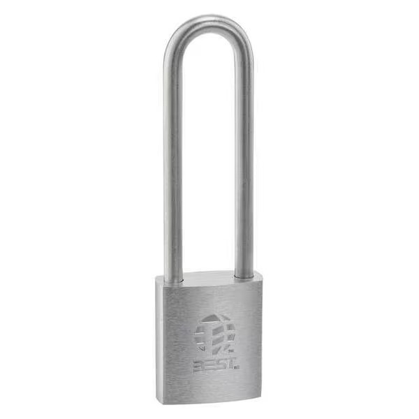 Keyed Padlock, Coreless, Long Shackle, Rectangular Brass Body, Stainless Steel