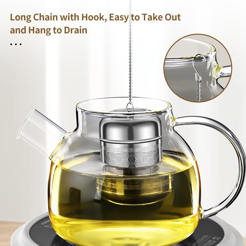 2 Pack Tea Infuser with Drip Tray, Extra Fine Mesh Tea Infusers for Loose Tea...