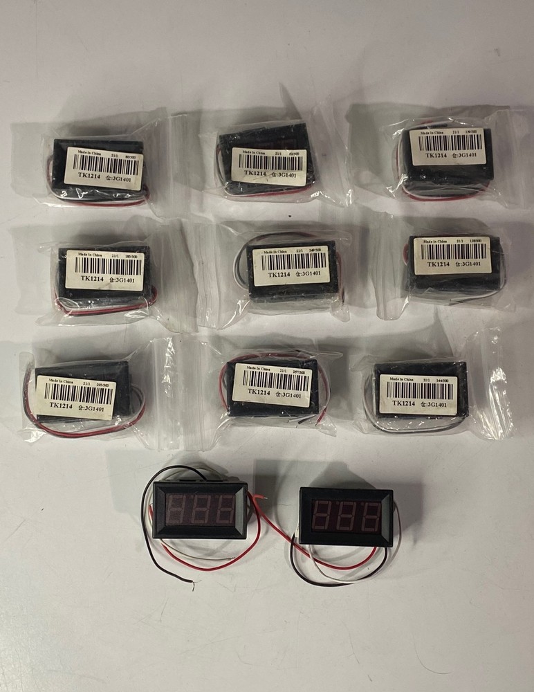 ELEVEN (11) Red LED Panel Meter Mini Digital Volt Meter TK1214 0-100V (NEW)