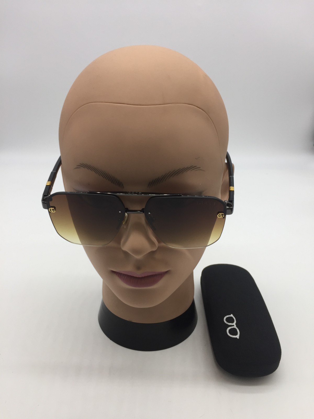 Gucci Gunmetal Designer Sunglasses Brown Lens
