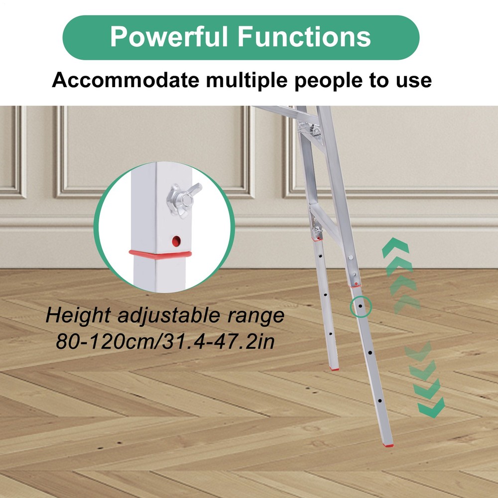 Work Platform, 63"x 12" Portable Scaffolding Platform, Folding Step Ladder Adjus