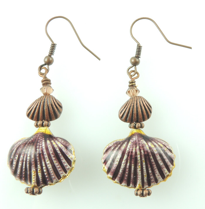 CLOISONNE Shell Earrings HANDMADE Jewelry