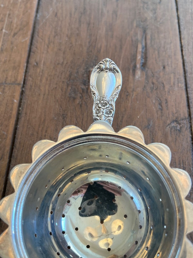 Silver Tea Strainer — with Attached Handles
