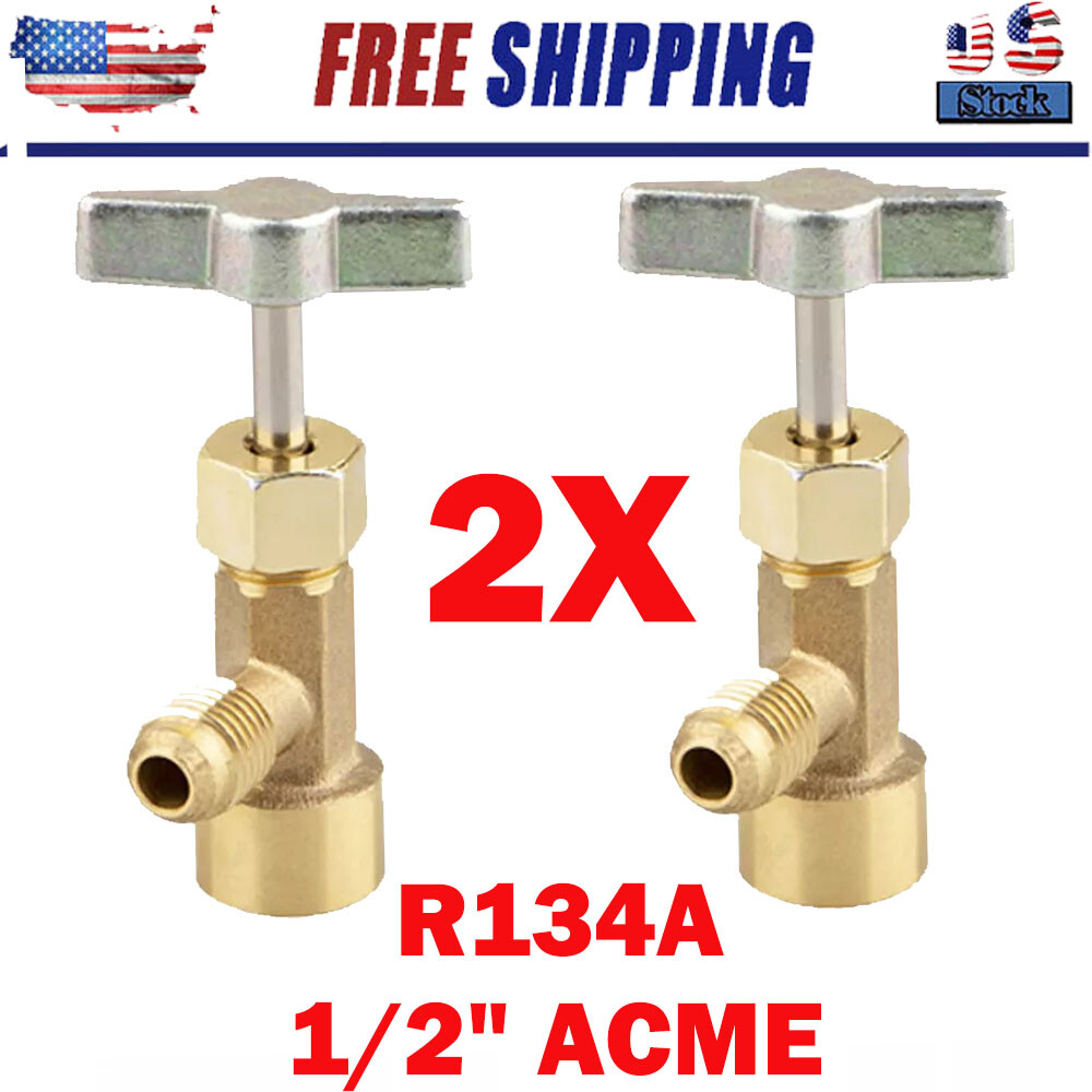 2X Piercing Type R134a A/C Can Tap 1/2" ACME Tapper Dispensing Valve NEW