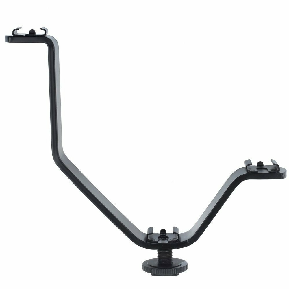 V Shaped Flash Bracket Stand with 3 Universal Hot/Cold Shoes Flash Mounts