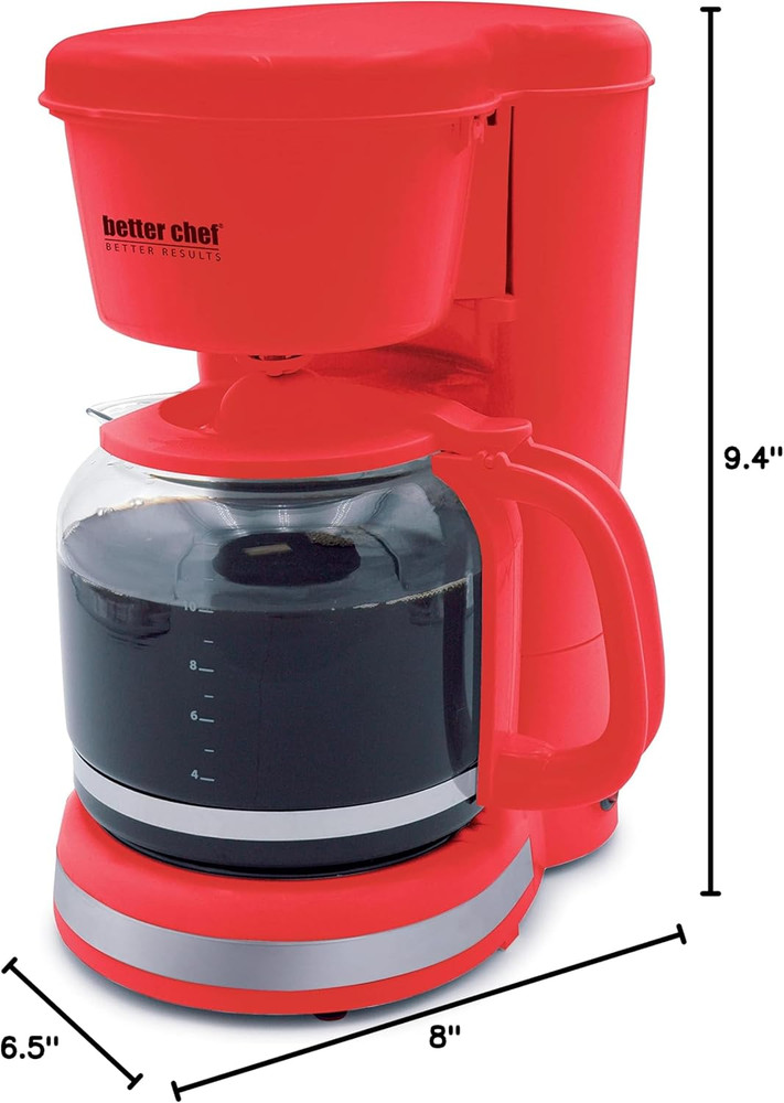Basic Coffee Maker | 12-Cup | Pause-N-Serve | Brushed Metal Trim (Red)