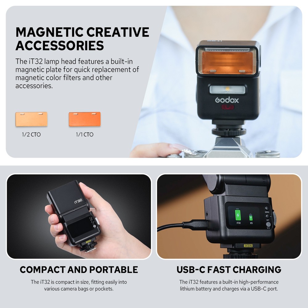Godox IT32 TTL Camera Flash with X5N 2.4G Wireless Flash Trigger Kit for Nikon