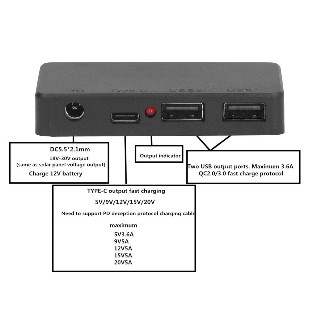 18V Folding Solar Charger Panel w/ USB Port Power Regulator Controller