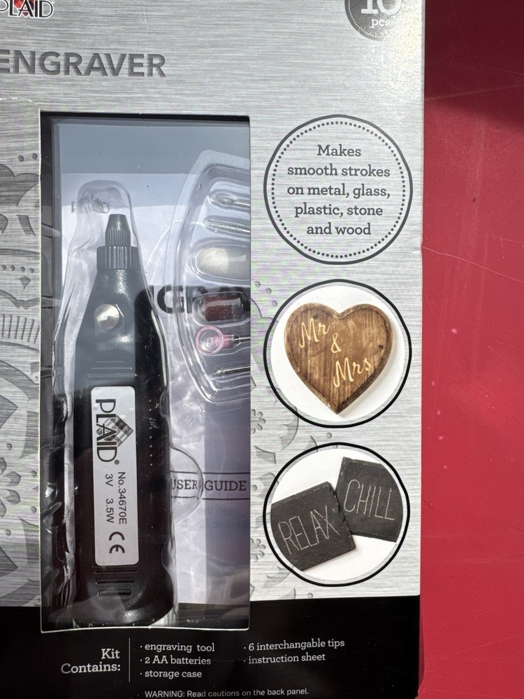 Plaid Engraver Tool Kit – 6 Interchangeable Tips with Storage Case, MPN 34670E