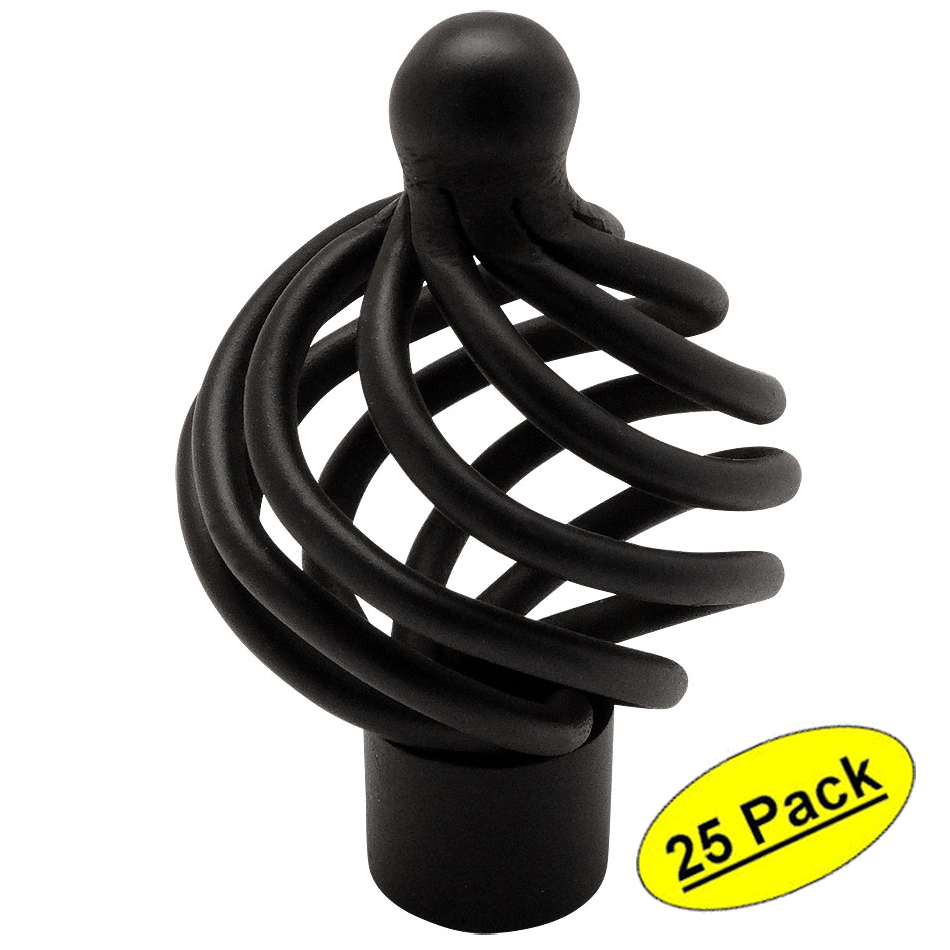 *25 Pack* Cosmas Cabinet Hardware Flat / Matte Black Birdcage Knobs #9994FB