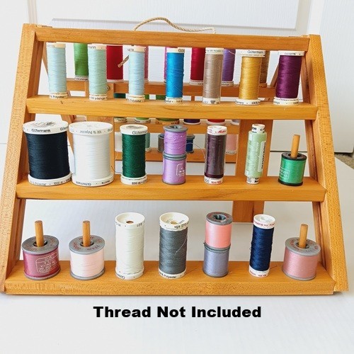 Handcrafted Tabletop Wood (Pine?) Thread Spool Rack - Holds 42 Spools Minimum