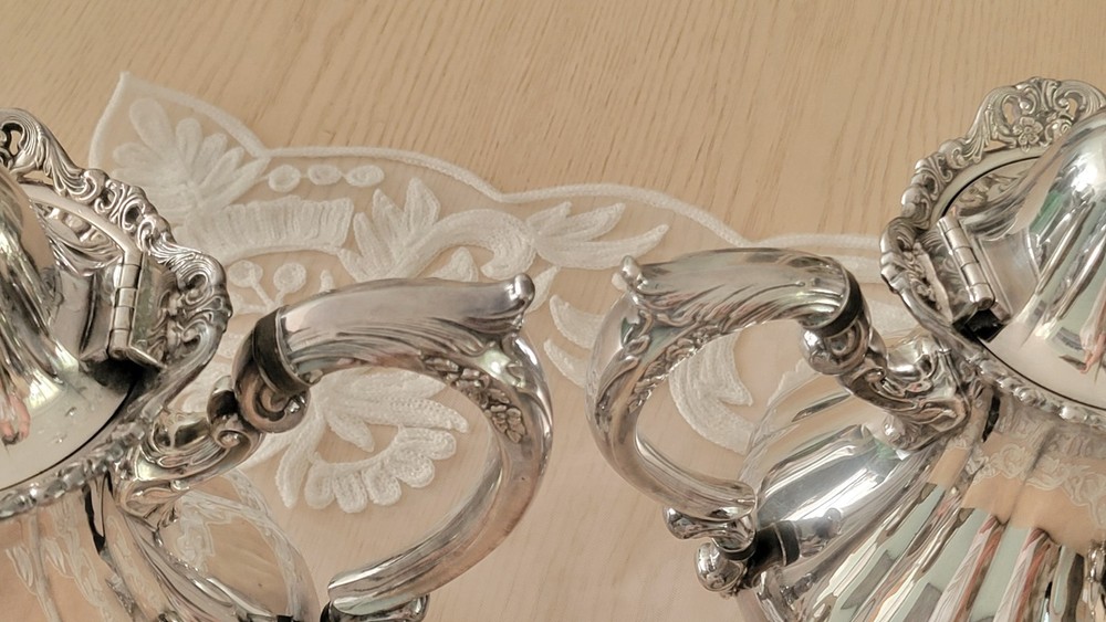 Rose Point 1200, by Wallace Silver Coffee/Teapot Silverplate Complete Set - 6 Pc