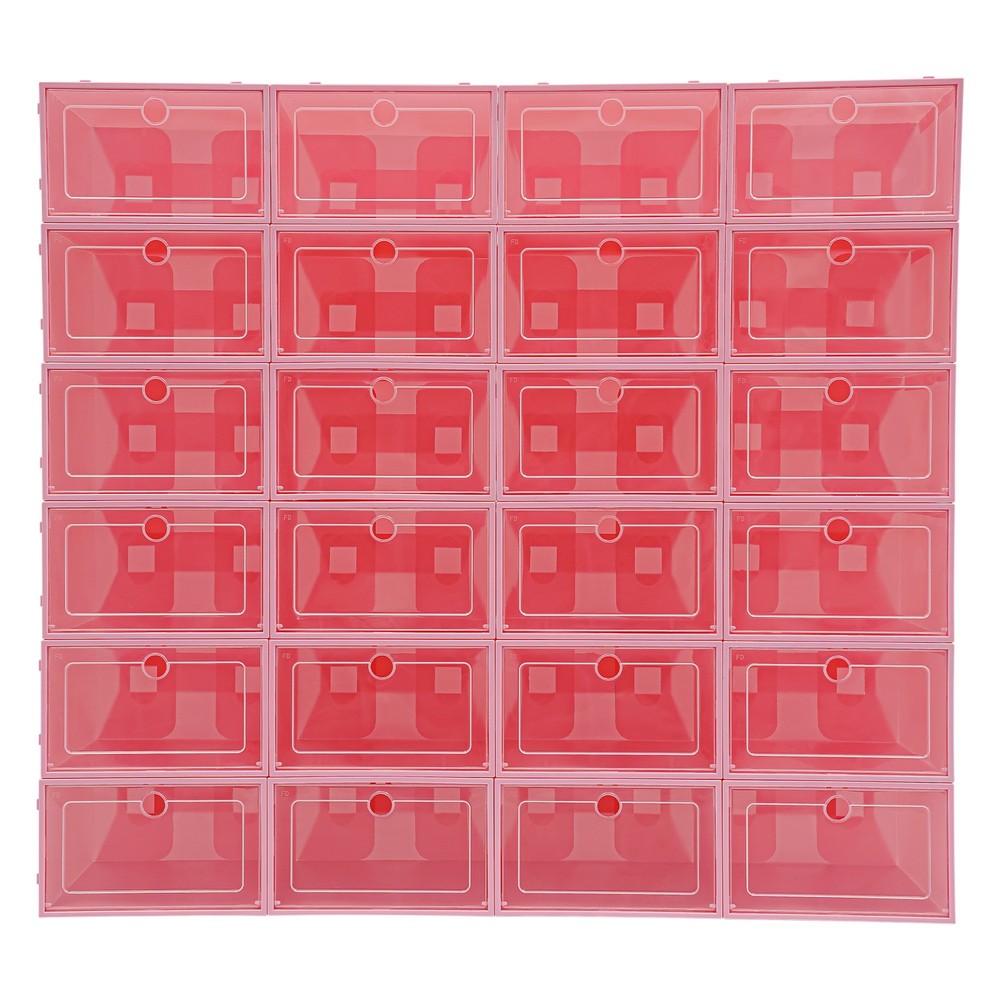 24-Pack Clear Lid Shoe Storage Boxes – Stackable & Space-Saving Solution