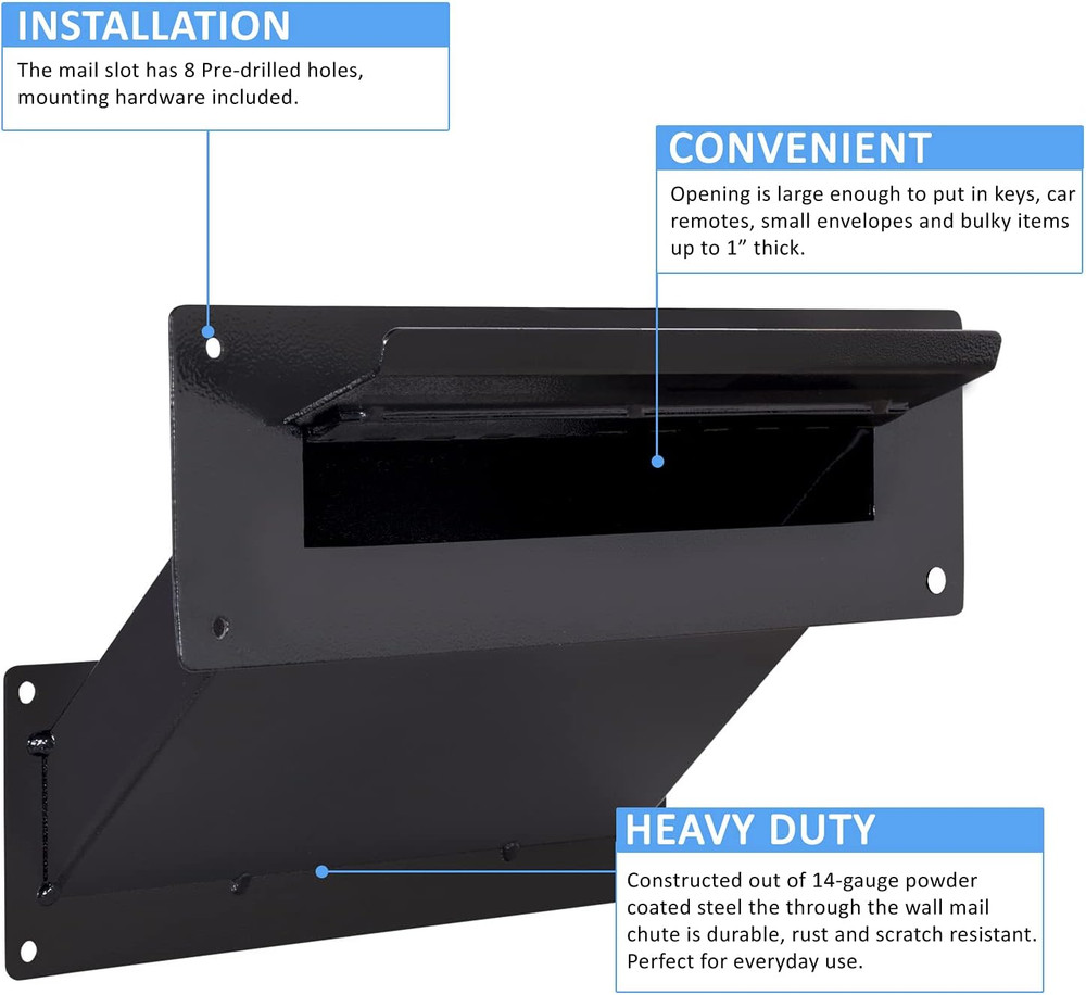Through The Wall Mail Slot Two Piece Deposit Chute Drop for Document...